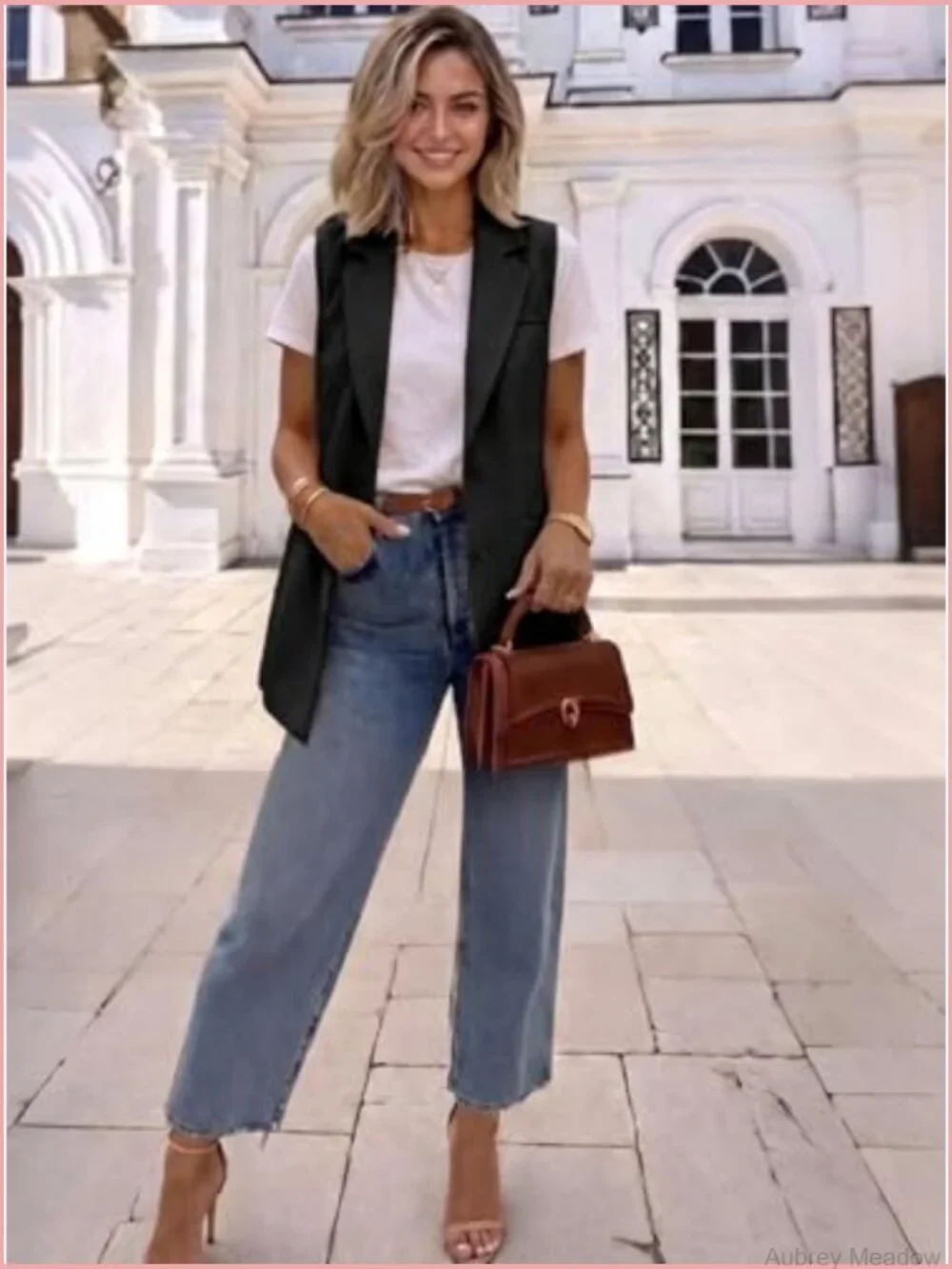 Double Breasted Sleeveless Blazer Vest Tops for Women Business Casual
